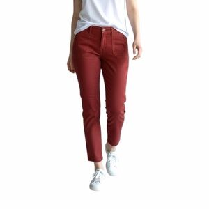 Old Navy Womens Pixie Chinos Pants 2 Burgundy Red Ankle Mid-Rise Sateen Utility